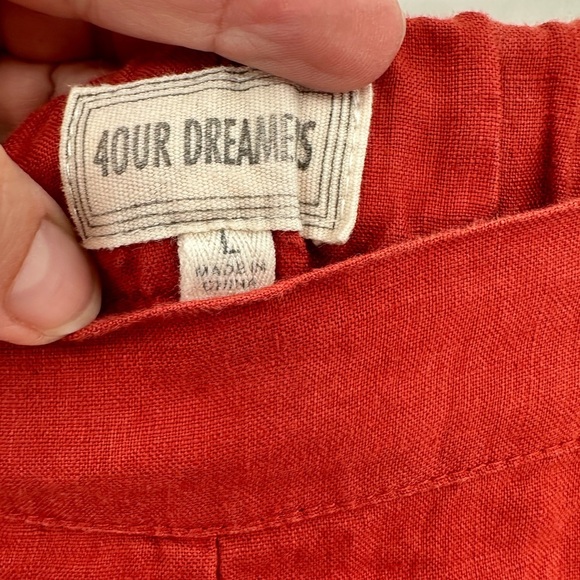 4OUR DREAMERS Linen wide leg burnt orange pull on woman Lagonlook boho capri L - Picture 13 of 14